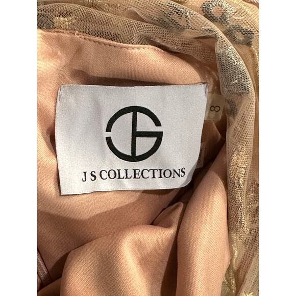 JS Collections Daphne Embroidered Flutter-Sleeve Gown Blush Multi Size 8 NWT - Picture 10 of 16